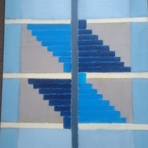 Blue Stairs 52 x 43 Cms 2024 Oil on board. 2024